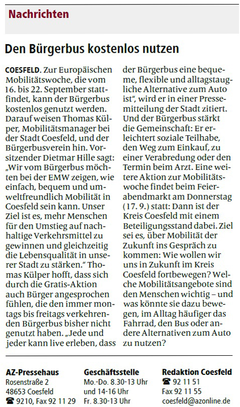2026 09 09 BuergerBus kostenlos nutzen Allgemeine Zeitung